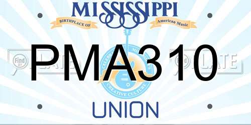 PMA310 Mississippi License Plate