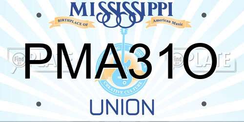 PMA31O Mississippi License Plate