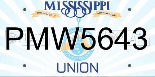 PMW5643 Mississippi License Plate
