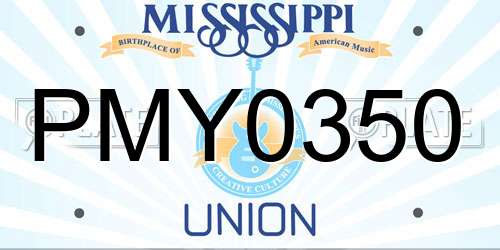 PMY0350 Mississippi License Plate