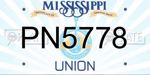 PN5778 Mississippi License Plate