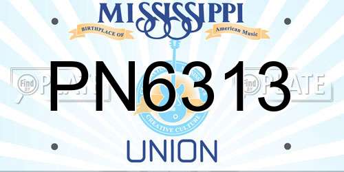 PN6313 Mississippi License Plate