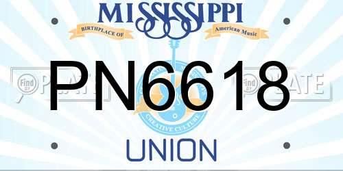 PN6618 Mississippi License Plate