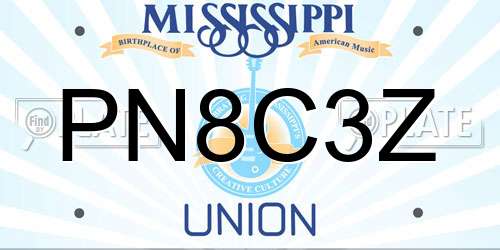PN8C3Z Mississippi License Plate