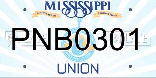 PNB0301 Mississippi License Plate