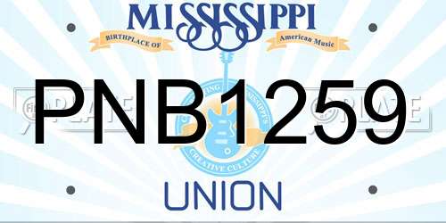 PNB1259 Mississippi License Plate
