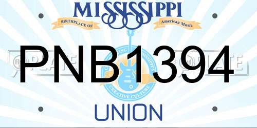 PNB1394 Mississippi License Plate