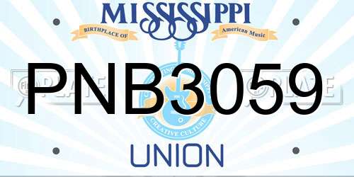 PNB3059 Mississippi License Plate