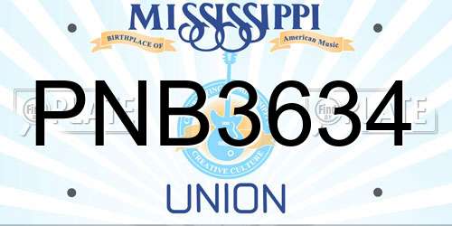 PNB3634 Mississippi License Plate