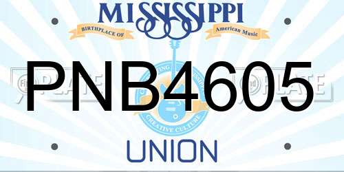 PNB4605 Mississippi License Plate