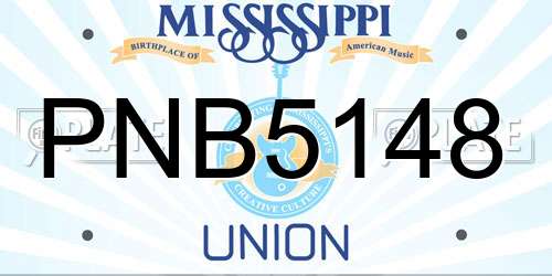 PNB5148 Mississippi License Plate