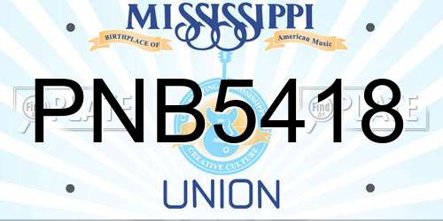 PNB5418 Mississippi License Plate