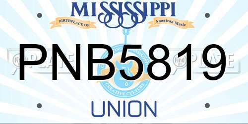 PNB5819 Mississippi License Plate
