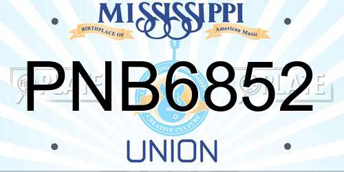 PNB6852 Mississippi License Plate