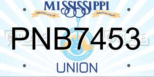 PNB7453 Mississippi License Plate