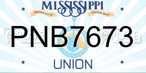 PNB7673 Mississippi License Plate