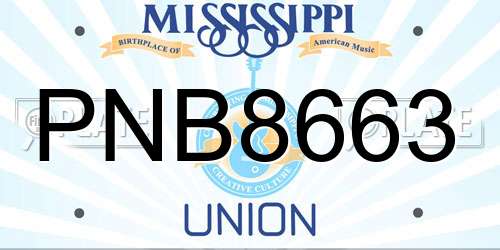 PNB8663 Mississippi License Plate