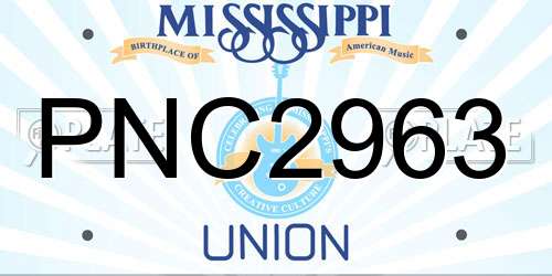 PNC2963 Mississippi License Plate