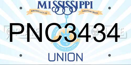 PNC3434 Mississippi License Plate