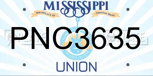 PNC3635 Mississippi License Plate
