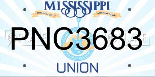 PNC3683 Mississippi License Plate