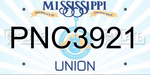 PNC3921 Mississippi License Plate