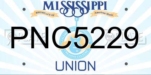 PNC5229 Mississippi License Plate