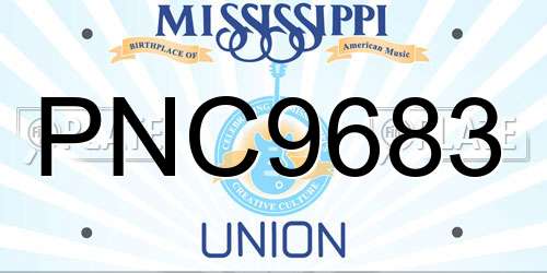 PNC9683 Mississippi License Plate