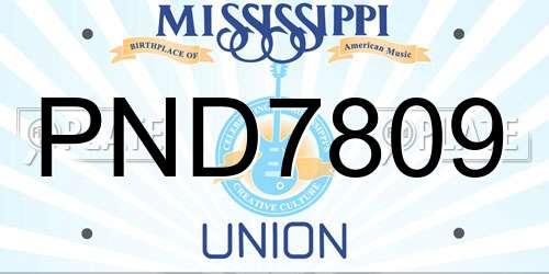 PND7809 Mississippi License Plate