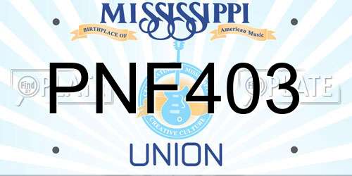 PNF403 Mississippi License Plate