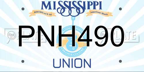 PNH490 Mississippi License Plate