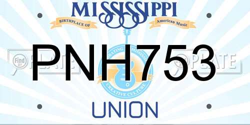 PNH753 Mississippi License Plate