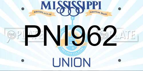 PNI962 Mississippi License Plate