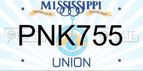 PNK755 Mississippi License Plate