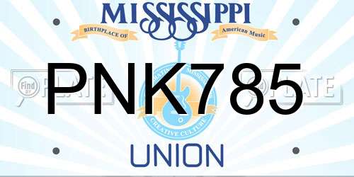 PNK785 Mississippi License Plate