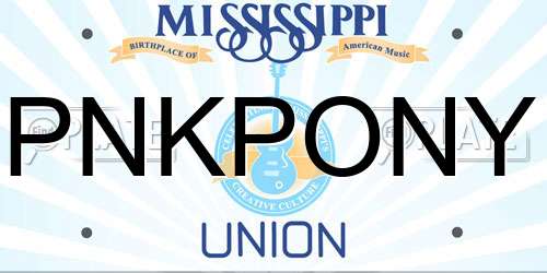 PNKPONY Mississippi License Plate