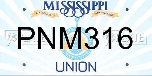 PNM316 Mississippi License Plate