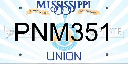 PNM351 Mississippi License Plate