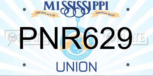 PNR629 Mississippi License Plate