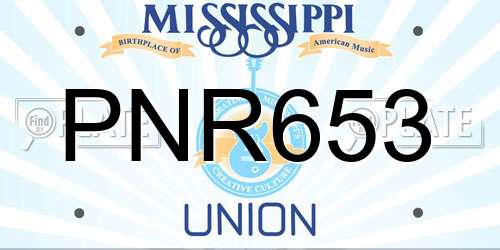 PNR653 Mississippi License Plate