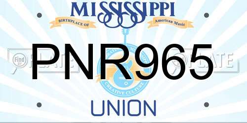 PNR965 Mississippi License Plate