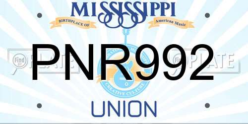 PNR992 Mississippi License Plate