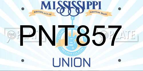 PNT857 Mississippi License Plate