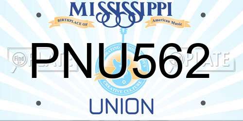PNU562 Mississippi License Plate