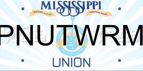 PNUTWRM Mississippi License Plate