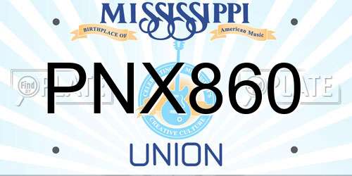 PNX860 Mississippi License Plate