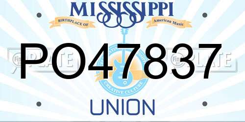PO47837 Mississippi License Plate