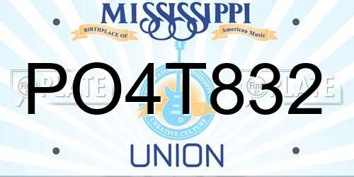 PO4T832 Mississippi License Plate