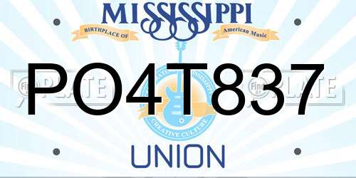 PO4T837 Mississippi License Plate