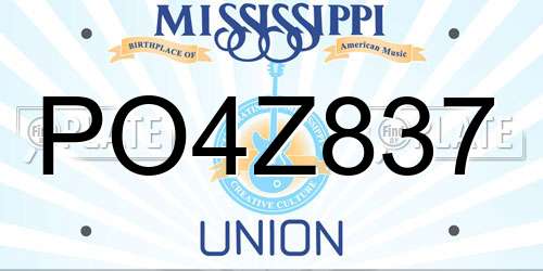 PO4Z837 Mississippi License Plate
